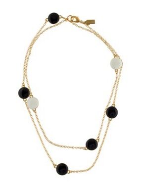 Vintage kate spade black/white reversible ENAMEL SPECTATOR NECKLACE gold chain